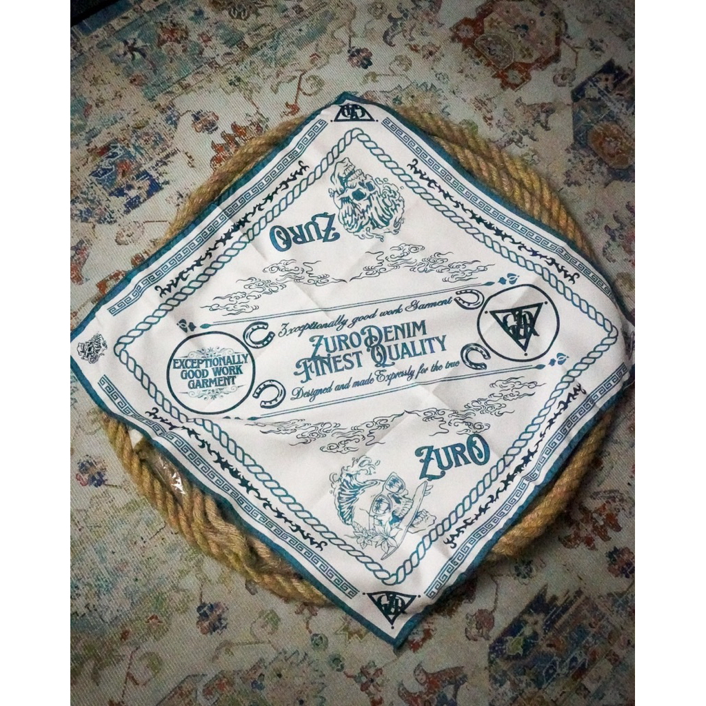 ZURO Bandana/Slayer/Headband - Cream tea x Biru tosca