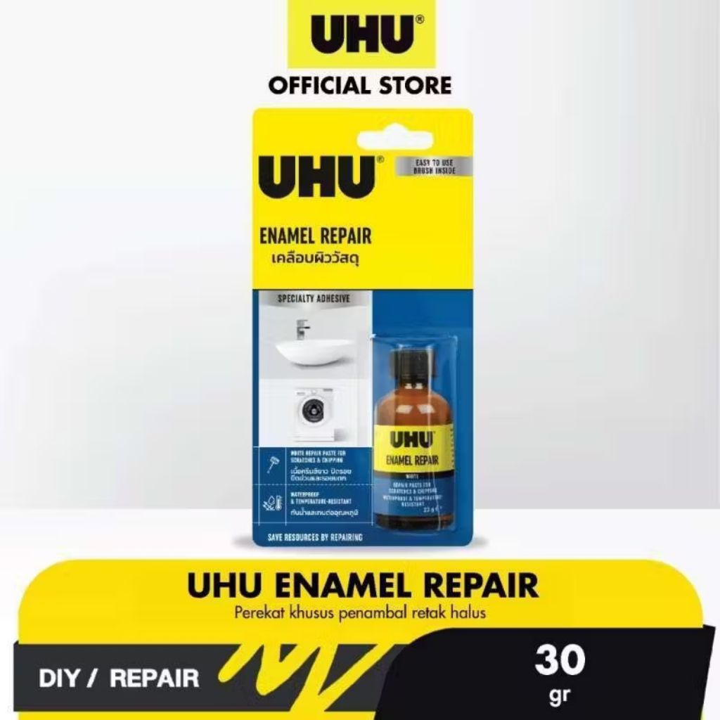 UHU ENAMEL REPAIR FOR CERAMIC BATHTUB PORCELAIN PEREKAT LEM  PORCELAIN KERAMIK WASTAFEL BAK MANDI PO