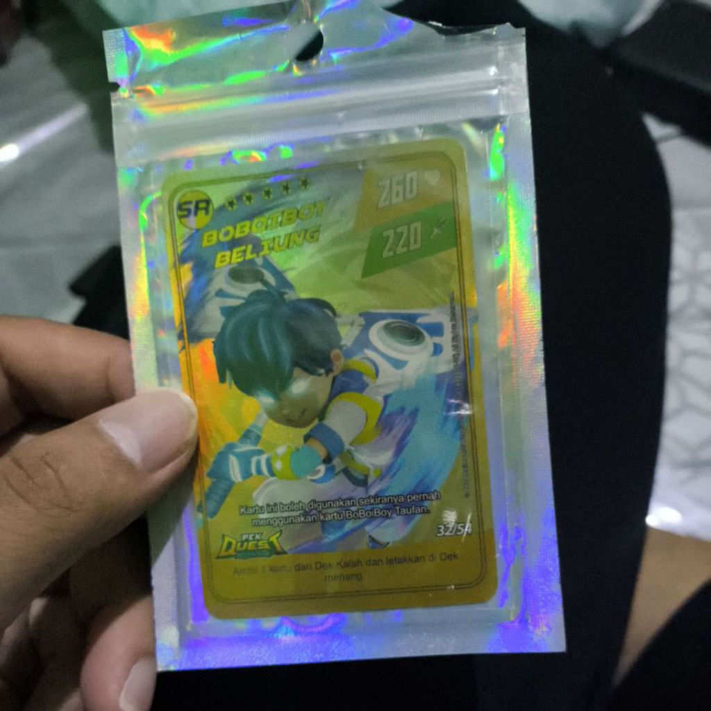 Kartu Boboiboy Beliung SR Hologram Emas Original Monsta Langka