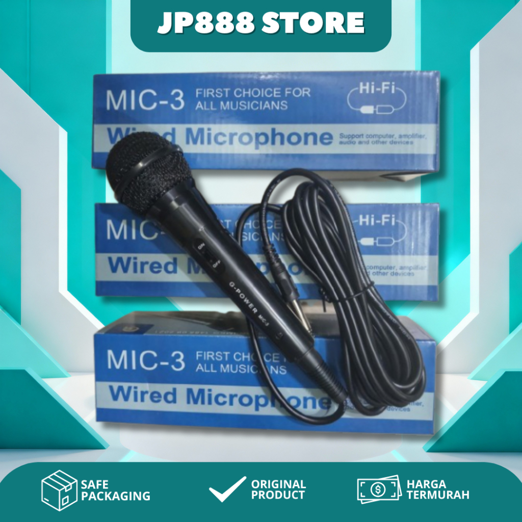MIC G-POWER / MIC-3 G-POWER / MIC BUAT KARAOKE / MIC KABEL
