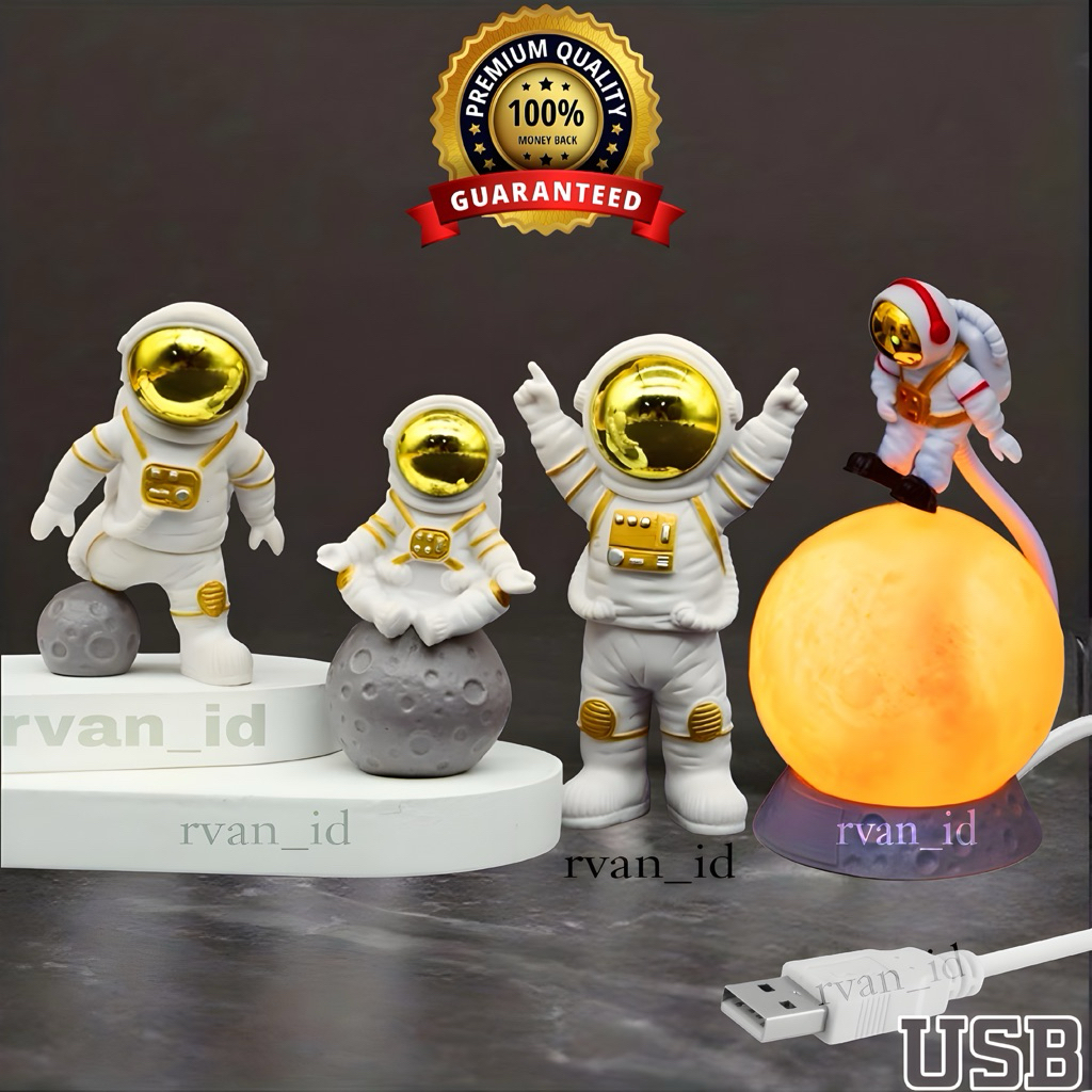Statue Figure Set ASTRONOT Lampu - Figure Hiasan Ruangan Kamar - Resin Figure Astronot