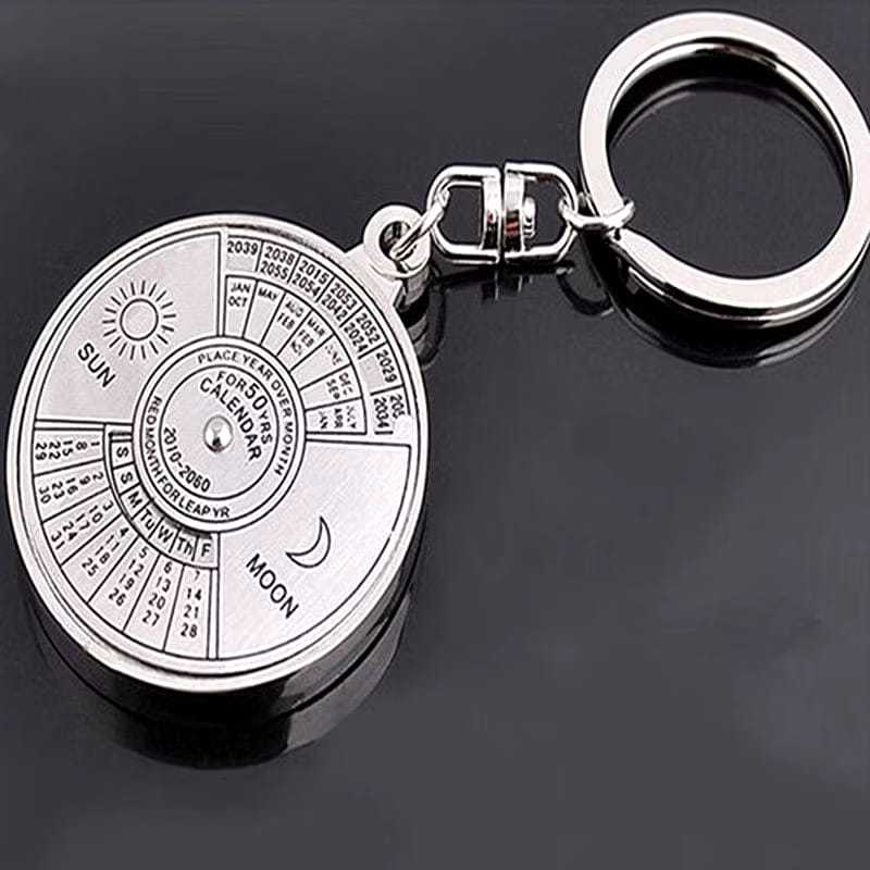 Gantungan kunci unik kalender abadi 50 tahun 2010-2060 Stainless steel