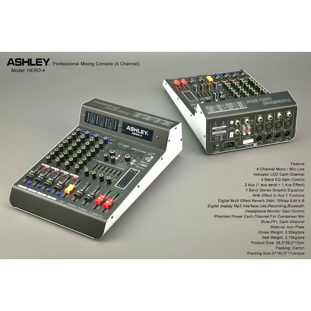 mixer audio ashley hero 4  hero4 4channel original