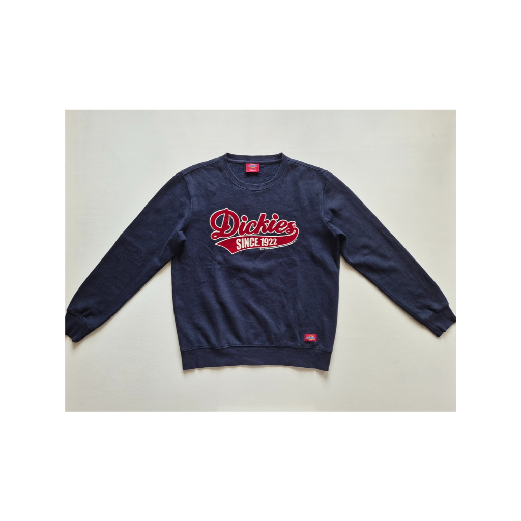 DICKIES Crewneck Sweatshirt Velvet Logo Navy Blue M CN