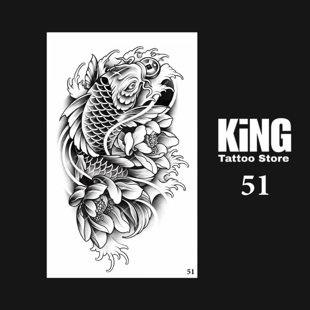 KINGTATO - Sticker tattoo temporary semi permanent anti air motif 51 Ikan Koi
