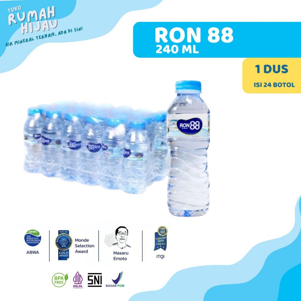 Ron88 / RON88 Air Mineral Botol Mini 240ml Dus (Isi 24 pcs)