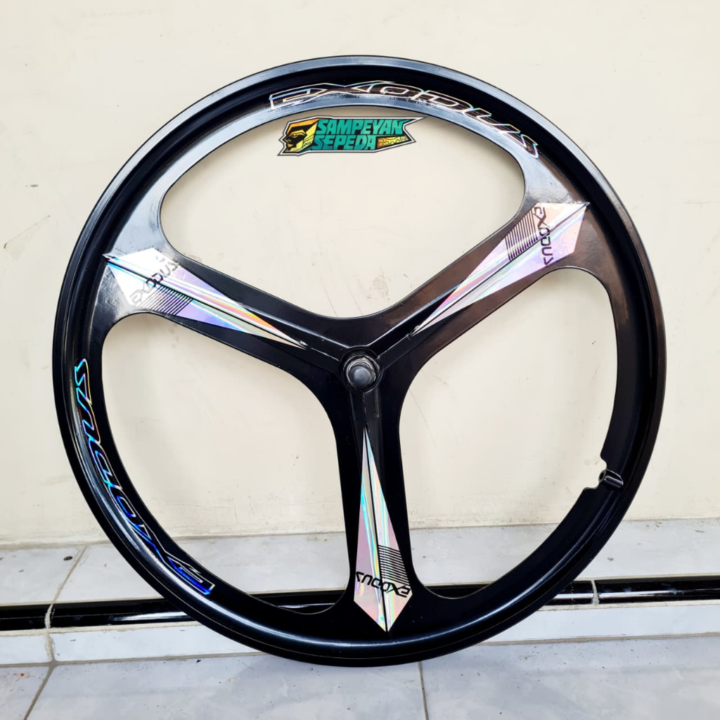 EXODUS Wheel Fixie Velg Rim 700c Alloy Double Wall 3 Spoke Bintang Tiga Trispoke Fixie Front Rear Se