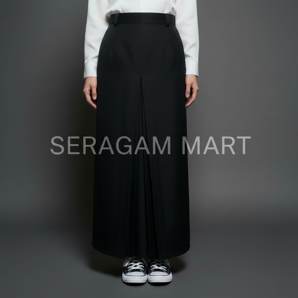 Rok Span 1 Hitam Panjang Sekolah SMP SMA Bahan Licin Premium