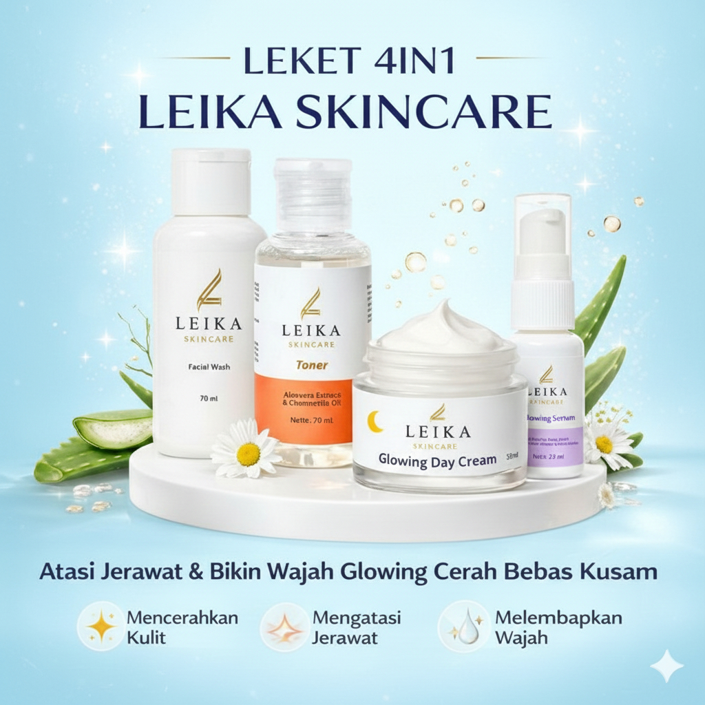 Paket 4IN1 Leika Skincare - Skincare Flek Hitam Membandel Leika Skincare BPOM Skincare Flek Hitam