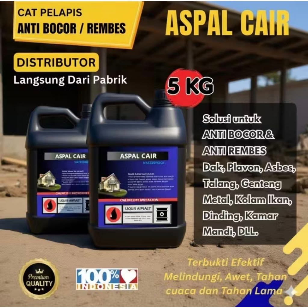 Aspal Cair Waterproof 5kg - aspal cair waterproof anti rembes dan bocor