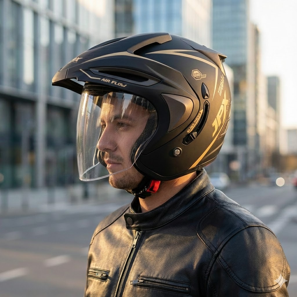 Helm JPX Supreme2 Solid Half Face Double Visor Original