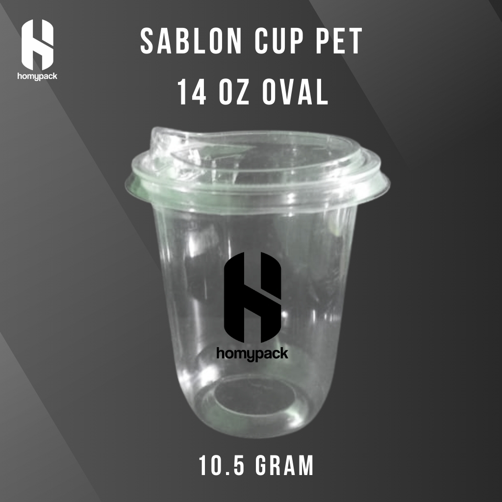 sablon cup pet 14 oz oval 10,5 gram starindo