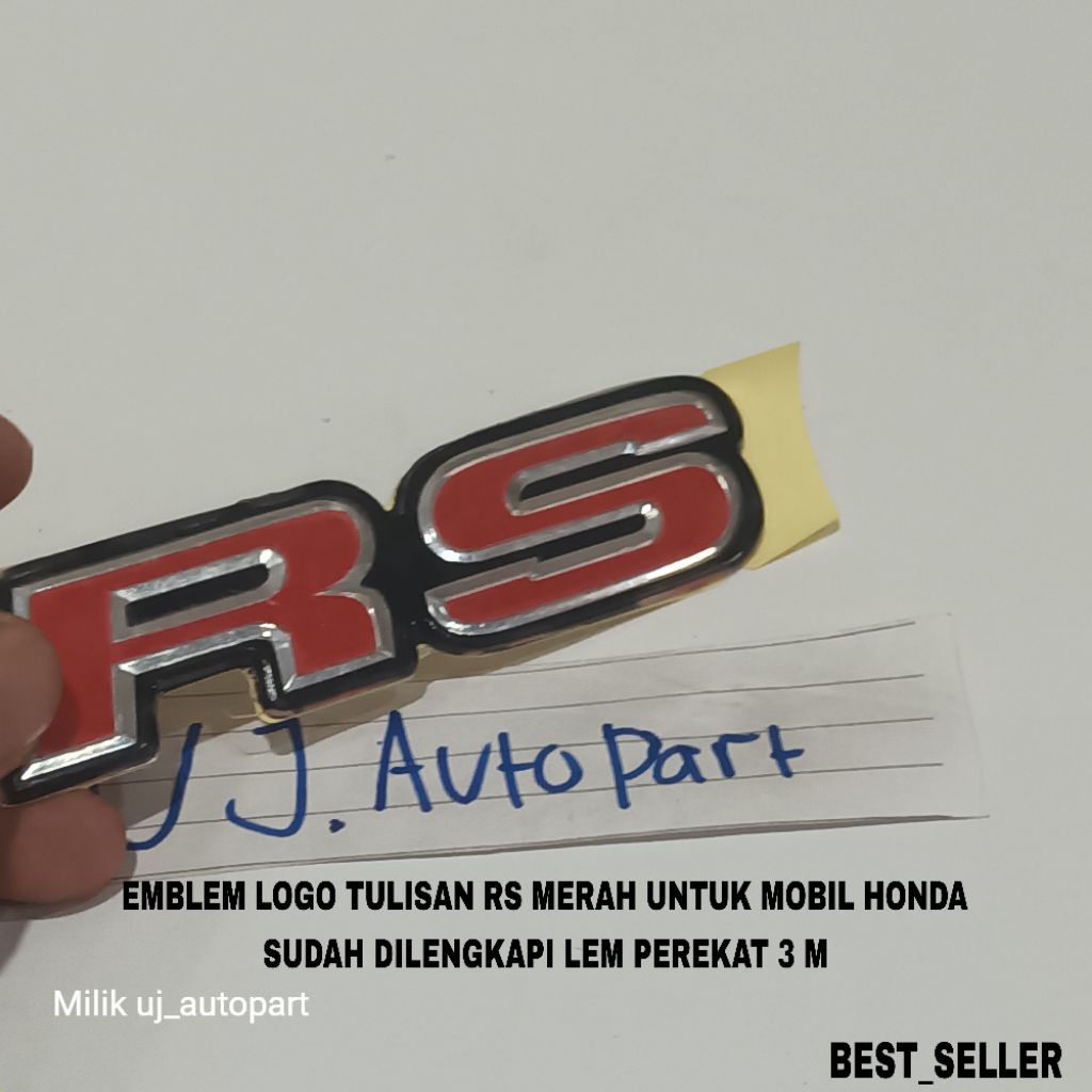 Emblem Logo Tulisan Rs Merah Mobil Honda Sudah dilengkali Lem Perekat