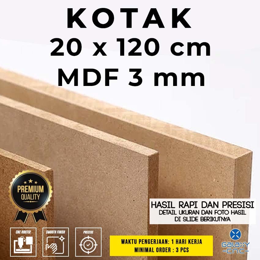 Kotak 20 x 120 cm - MDF 3 mm - MDF board / papan MDF kayu
