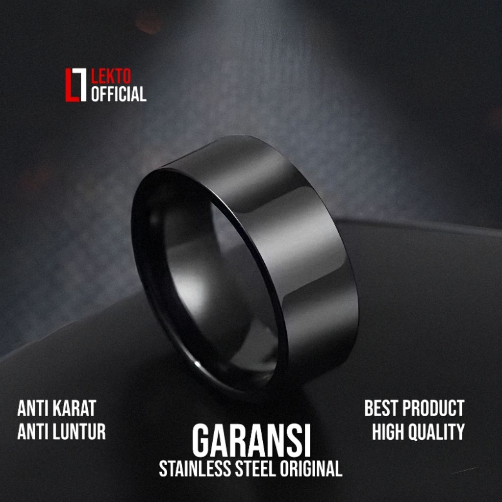 Cincin Couple Hitam Polos Titanium Anti Karat Pria Wanita Nikah Tunangan Pacar Cewe Cowo Cewek Cowo 