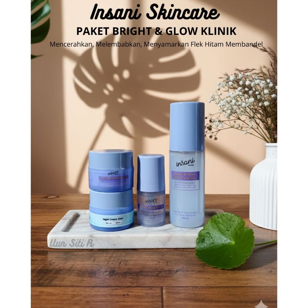 Insani Skincare Paket Bright & Glow Klinik Mencerahkan & Menyamarkan Noda Hitam Bekas Jerawat Memban