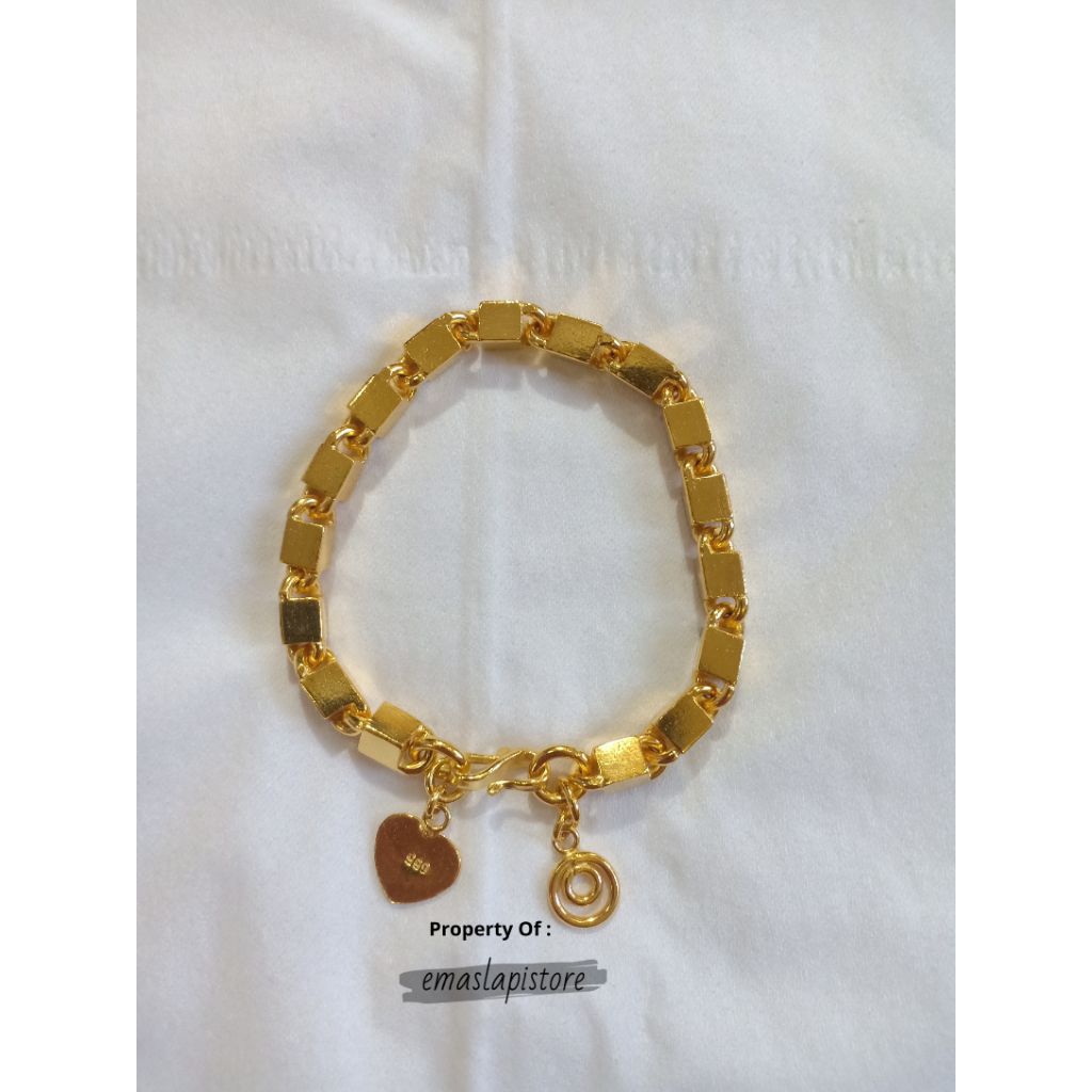 Gelang Medium Balok Batang Rantai Polosan Lapis Emas 999 Banjar