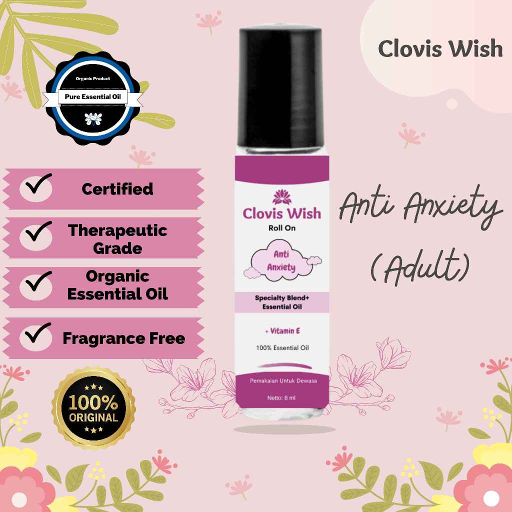 CLovis Wish Minyak Oles Roll on Essential Oil Herbal Anti Anxiety Disorder Meredakan Rasa Cemas
