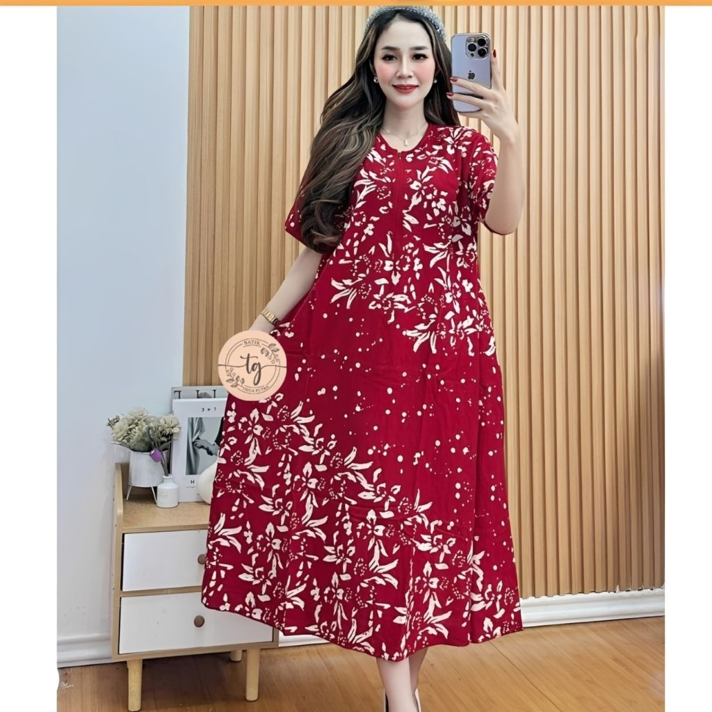 Daster Batik Cap Malaman Rayon Twill Premium LD 110 Resleting Depan Asli Pekalongan