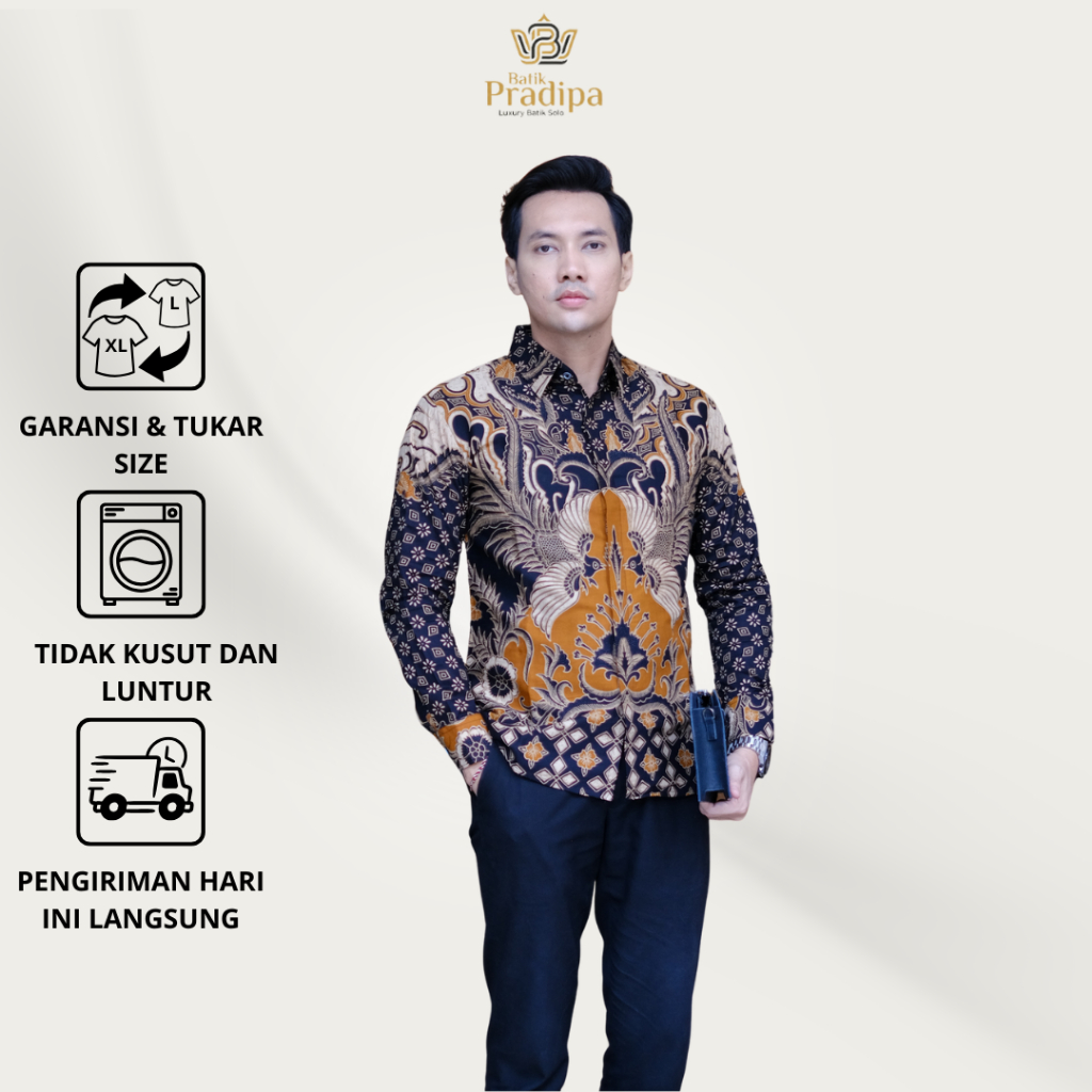 Batik Pradipa Kemeja Batik Lengan Panjang Pria Slimfit Premium