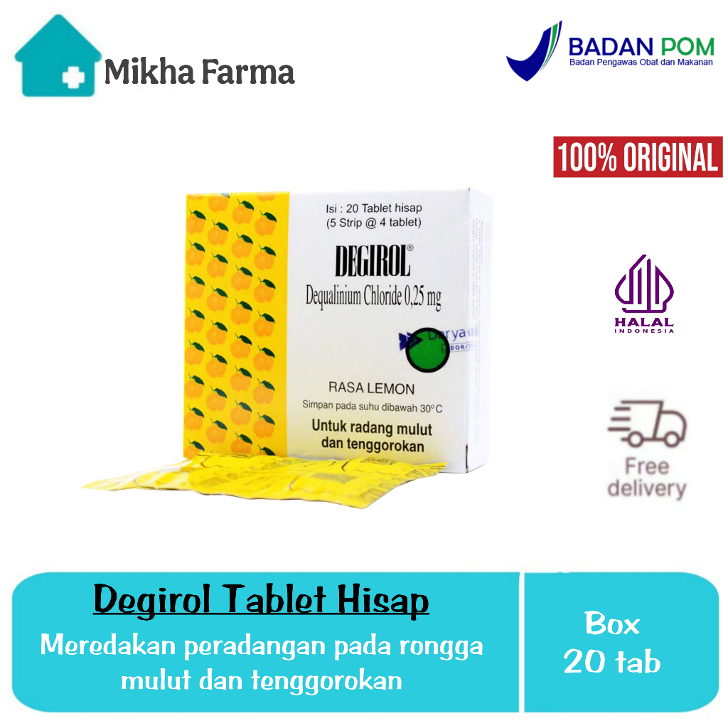 Degirol Lozenges | Box 20 Tablet  - Obat Radang Tenggorokan, Obat Sakit Tenggorokan