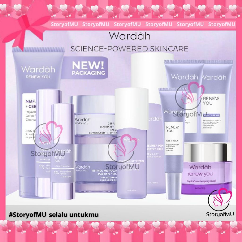 WARDAH Renew You Anti Aging Skincare Series / Facial Wash / Day / Night Cream / Toner Essence /Serum