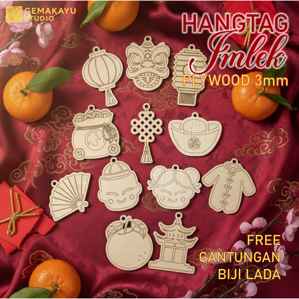 Hang Tag Kayu Imlek | Gantungan Hampers Imlek Chinese new year