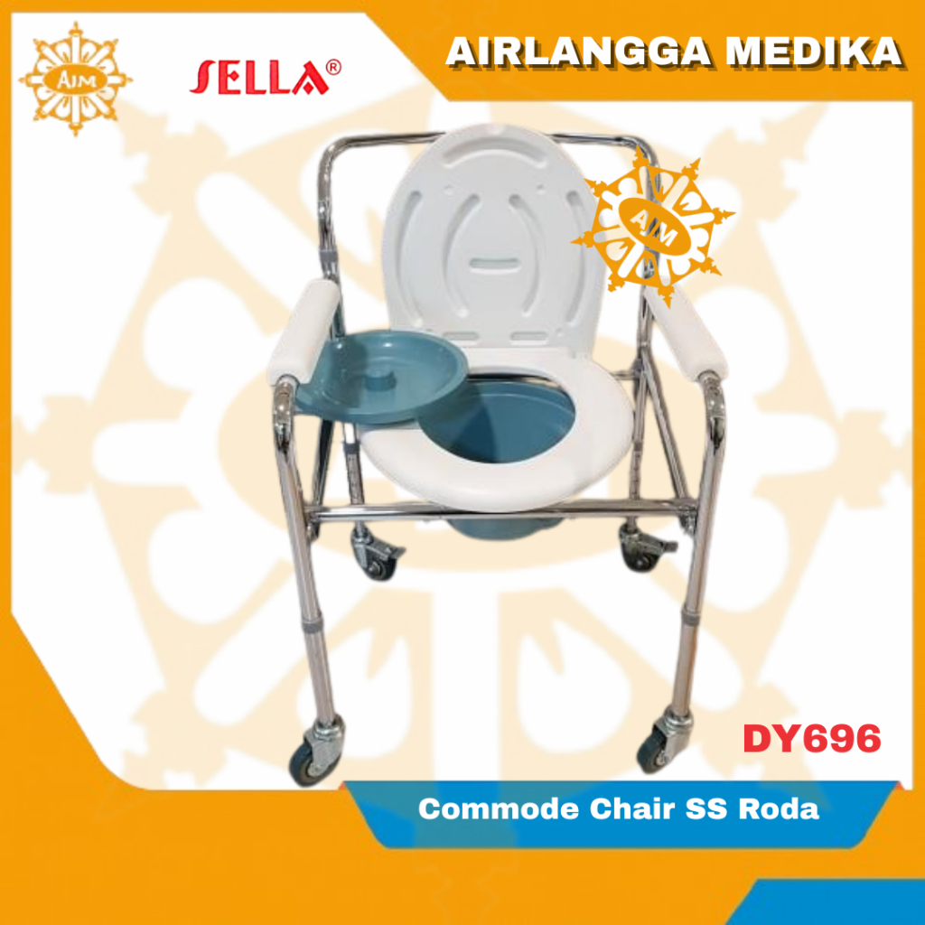 SELLA Commode Chair Lipat Roda Kursi BAB / Kursi Buang Air Besar Roda Tipe 696 Sella