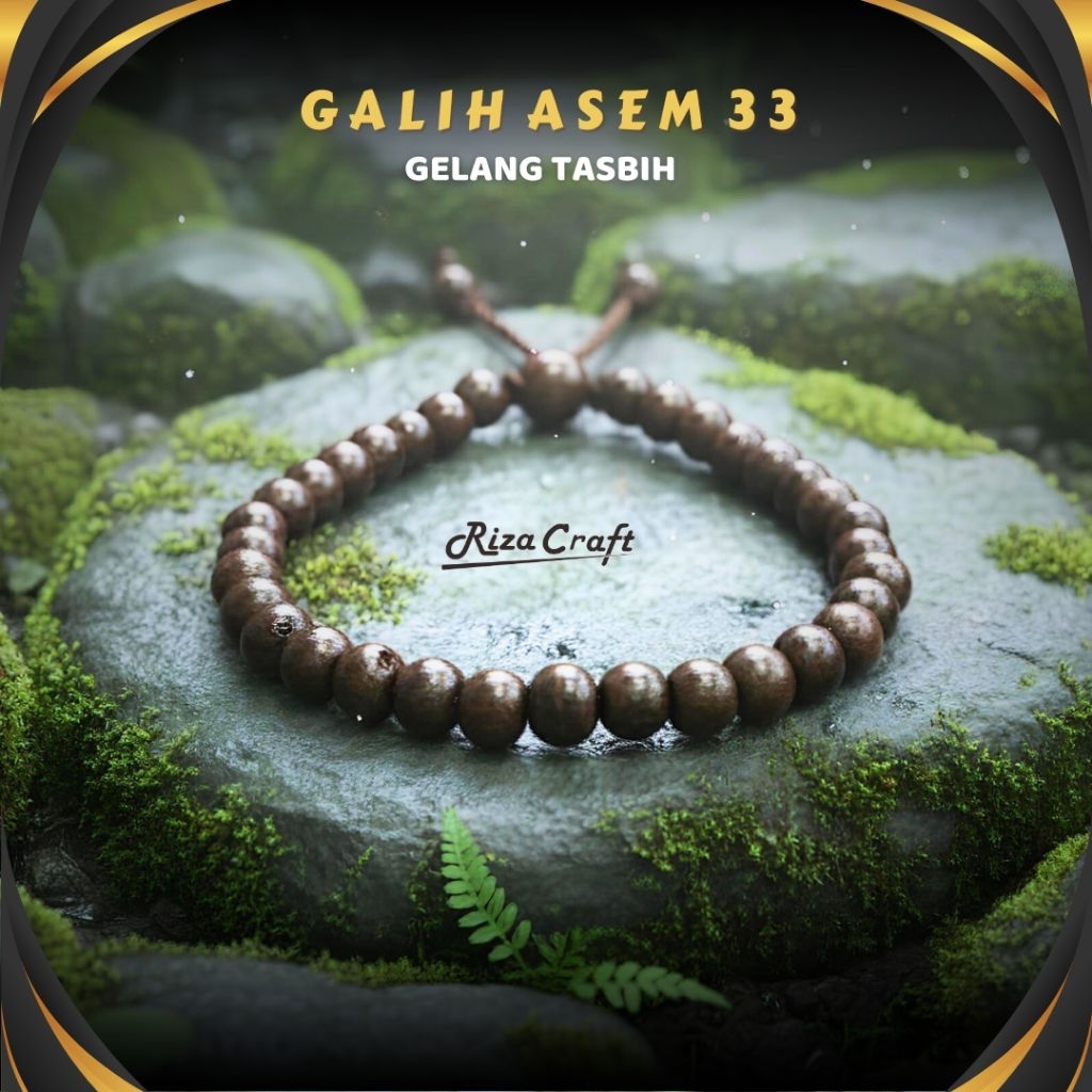 Gelang Tasbih Kayu Galih Asem Asli 33 Butir. Bersertifikat by RIZA CRAFT