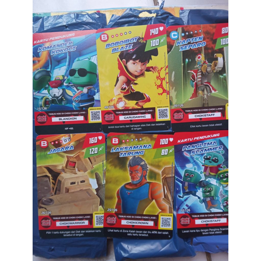 kartu choki choki boboiboy blaze, laksamana tarung & friends