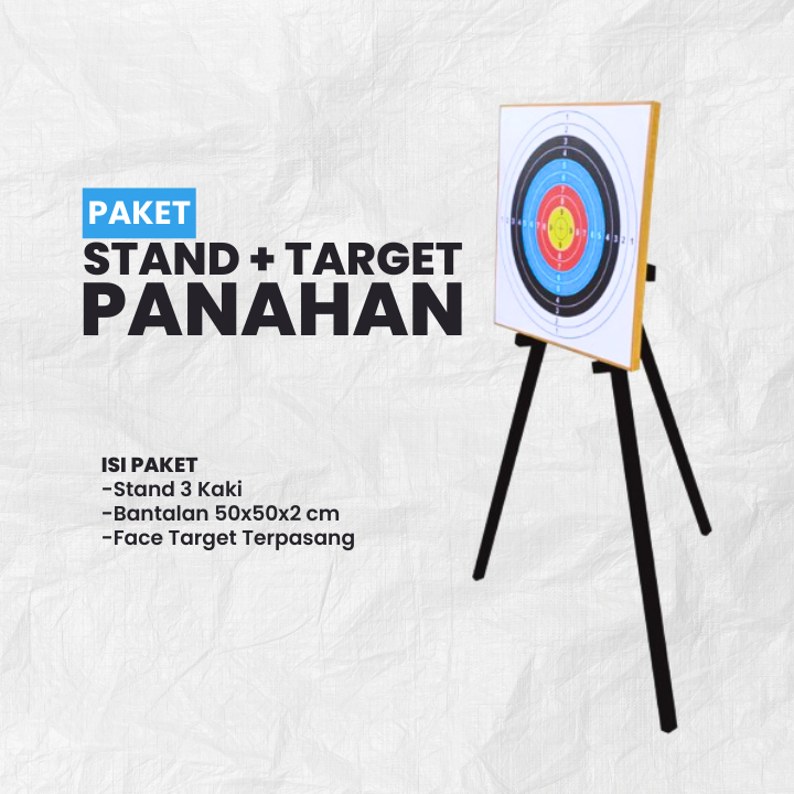 PAKET TARGET PANAHAN PORTABLE STAND & BANTALAN UKURAN 50x50x2 CM | STAND TARGET PANAHAN PORTABLE