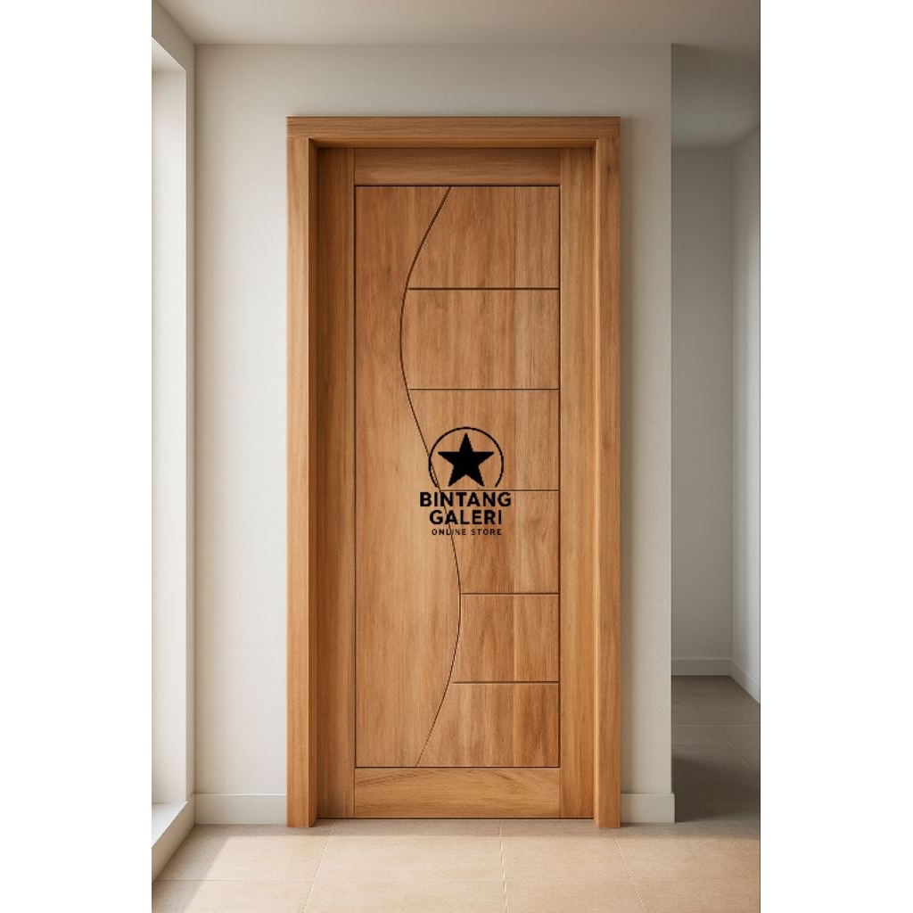 1 Set Pintu Utama Rumah Kayu Mahoni Minimalis Pintu Depan Rumah Pintu Kamar
