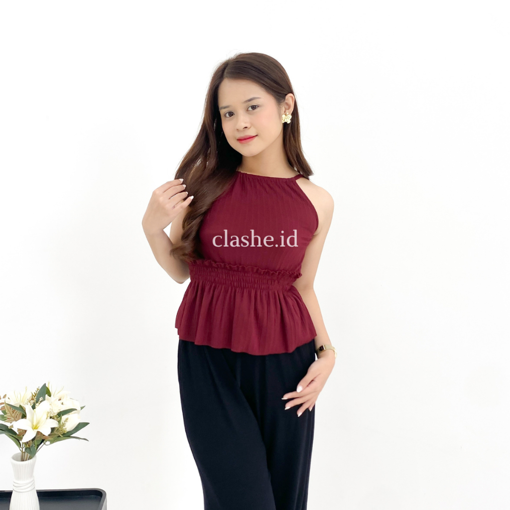 Winona Halter Neck Tank Top Rib Knit - Sexy OOTD by Clashe