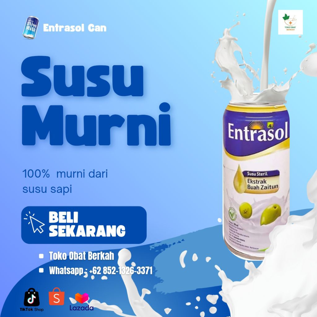 Entrasol Can Entrasol O'live Milk 180ml — Entrasol Susu Steril dengan kandungan Zaitun Untuk Kesehat