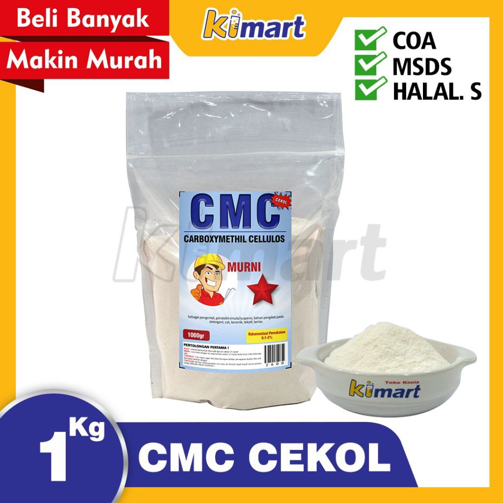 CMC Teknis Cekol Carboxymethyl Cellulose 1kg Pengental CMC Bahan Pengental Sabun Bahan Perekat
