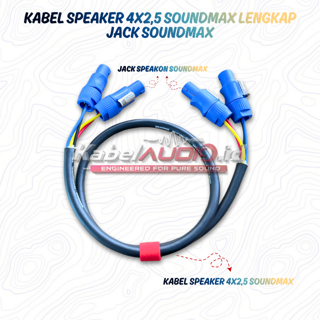KABEL SPEAKER SOUNDMAX 4X2.5 LENGKAP SPIKON SOUNDMAX BIRU SOUNDMAX TERPASANG