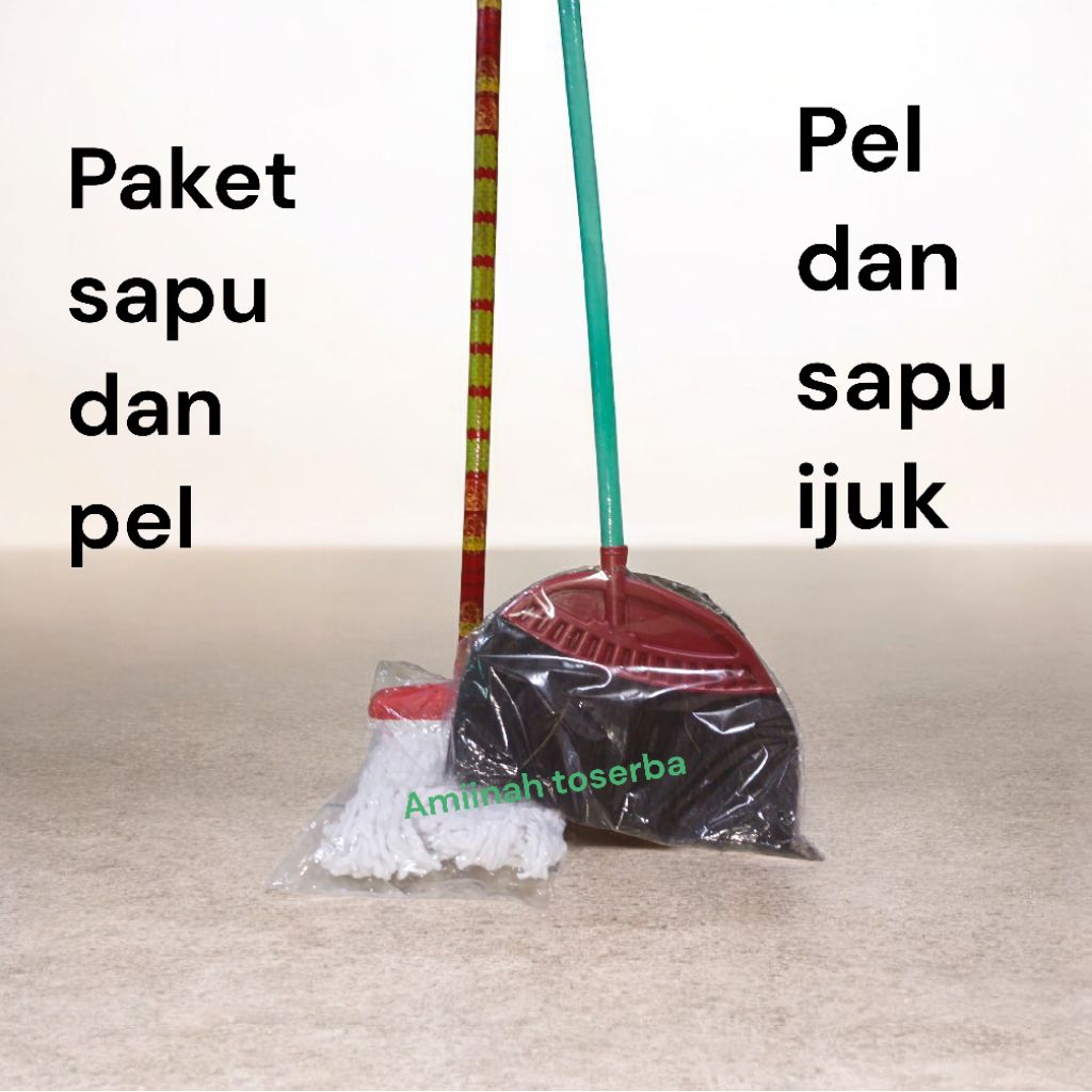 paket sapu dan pel 2in 1 sapu nilon dan sapu ijuk #sapu #pel