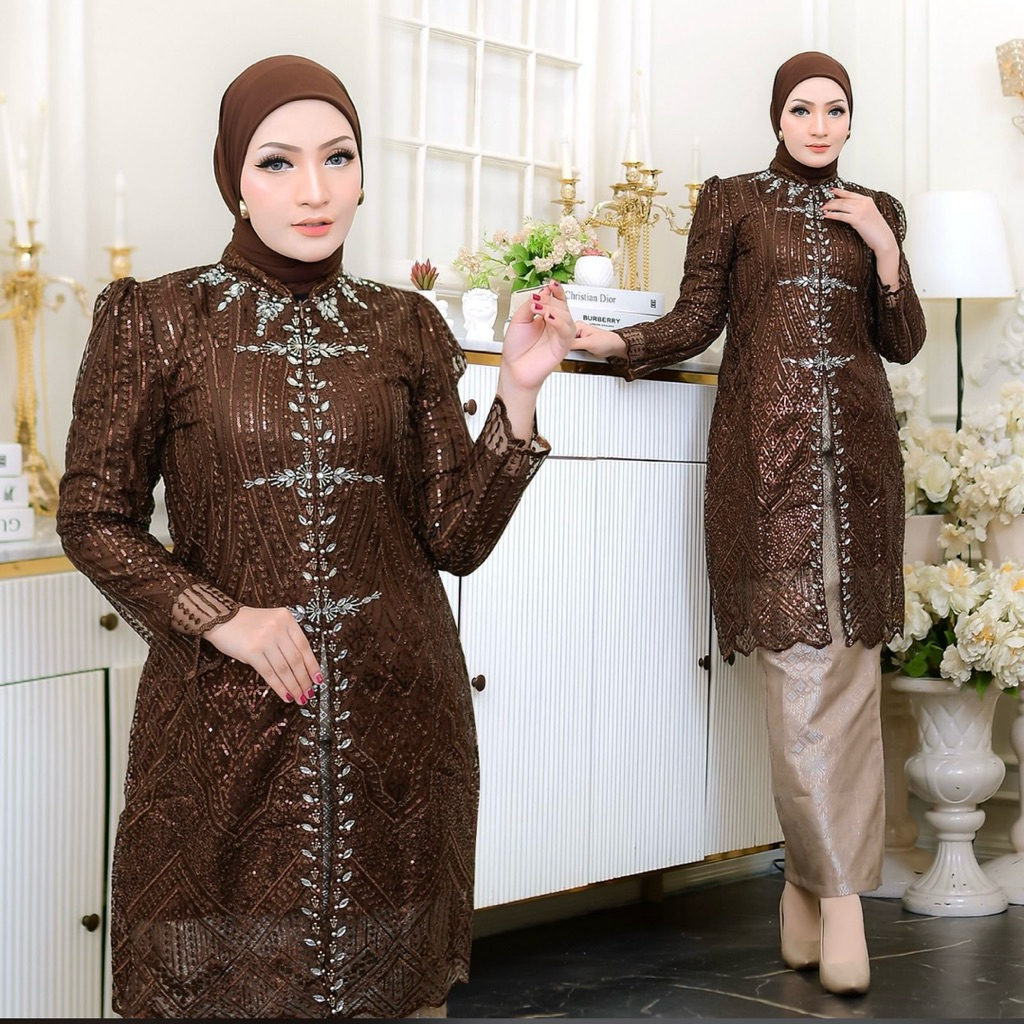 SR Kebaya / Setelan Kebaya Busui Tulle Payet Mewah Modern / Kebaya Lamaran / Kebaya Tunik Payet / Ke
