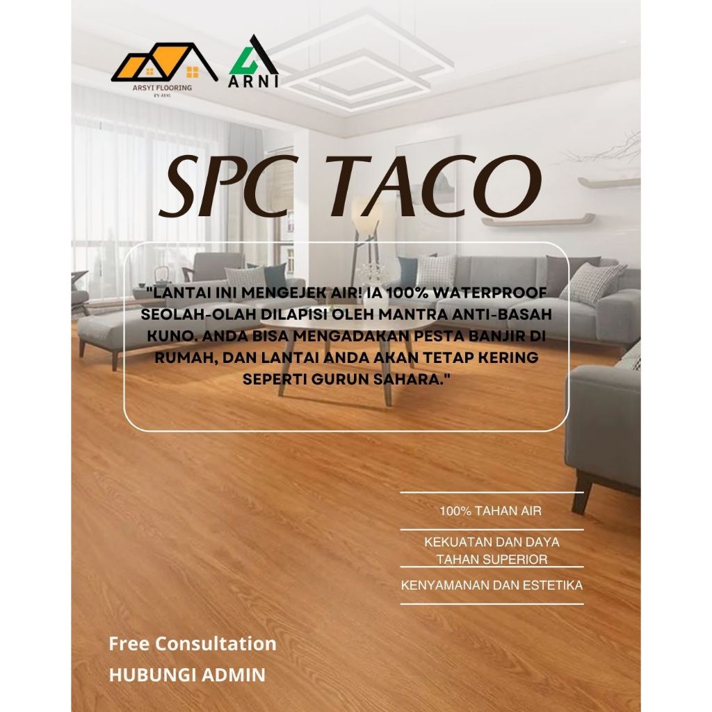SPC Flooring TACO Tebal 5mm | SPC Lantai Kayu