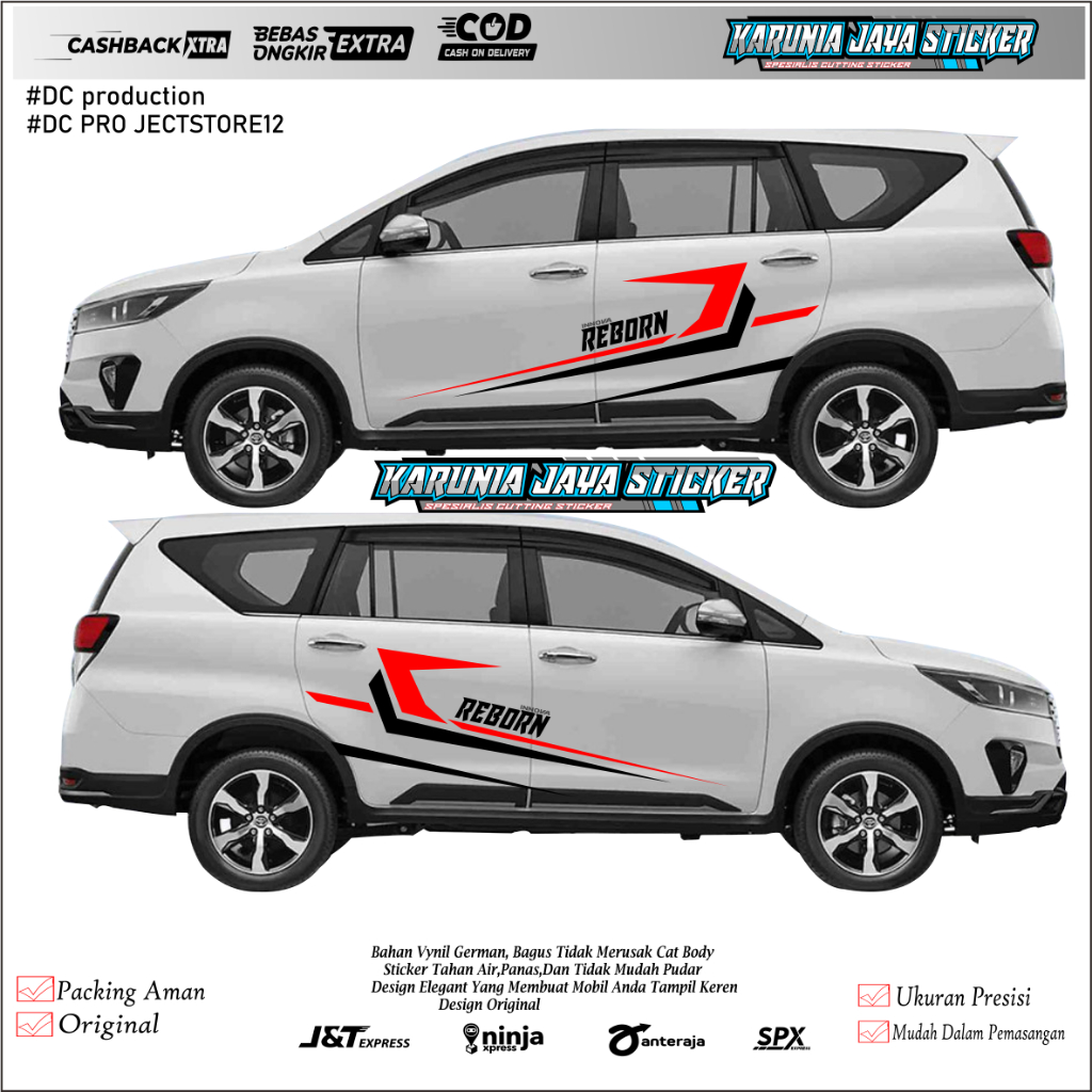 New stiker mobil toyota kijang innova reborn cutting sticker body samping mobil kijang innova reborn