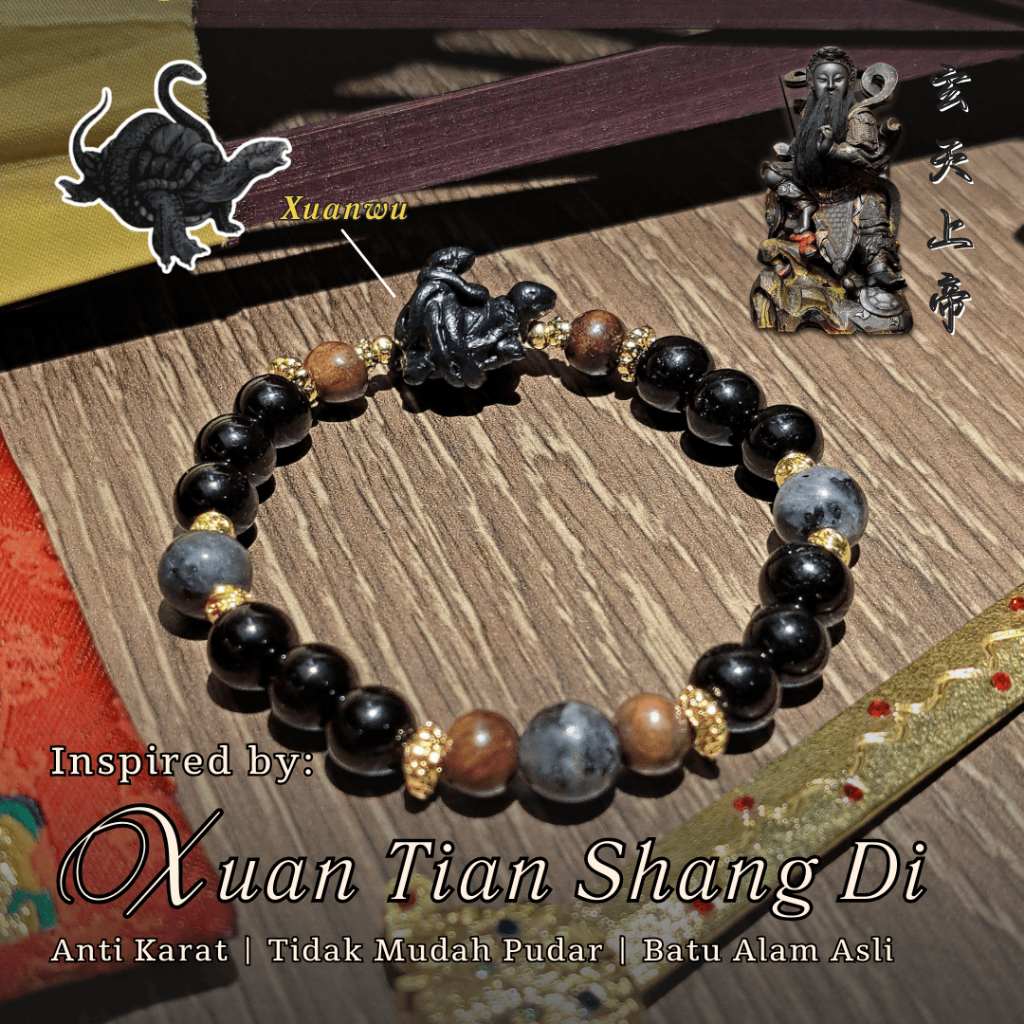 Gelang Xuan Tian Shang Di / Siong Tee Kong / Hian Tian Siang Tee / Black Onyx Labradorite Gaharu Ant