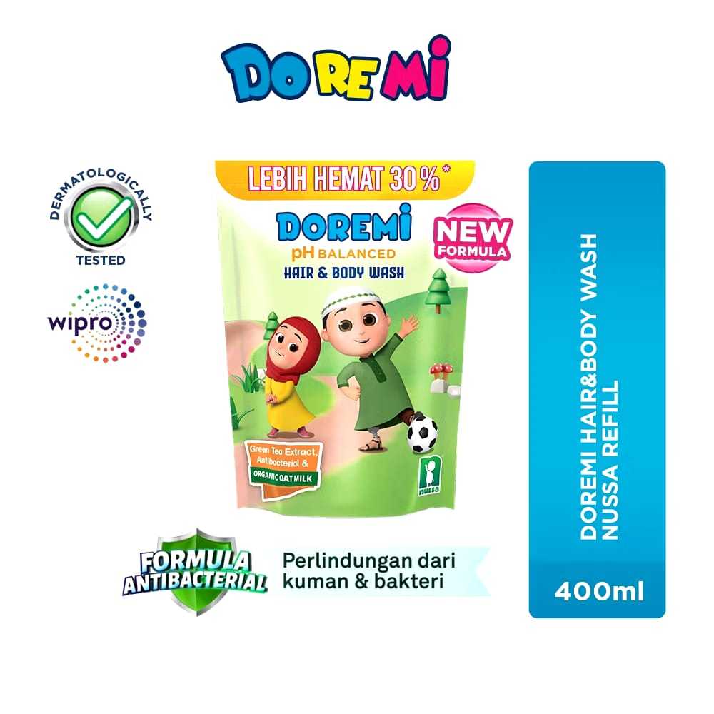 DOREMI PH BALANCED HAIR & BODY WASH REFFIL 400ML | EDISI NUSSA&RARA ~ ORIGINAL 100%