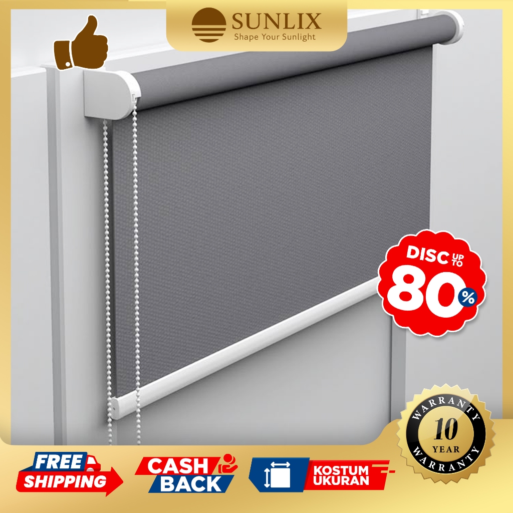 SUNLIX - Roller Blind Dimout  - CUSTOM - Tirai - Roller Blinds - Tirai Gulung Jendela - Gorden jende