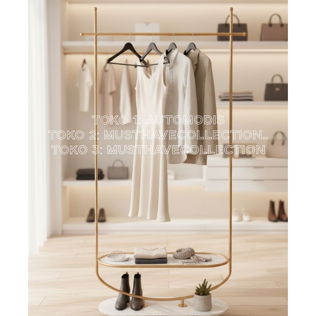 GAWANG BAJU TIANG GANTUNGAN ETALASE PAJANGAN DISPLAY SHOWCASE BAZAR STANDING PAMERAN EMAS BUTIK MALL