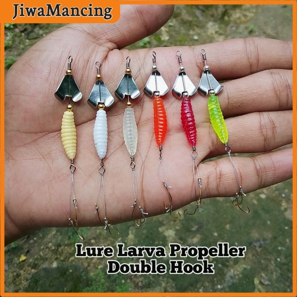 Lure Larva Propeller Umpan Casting Wader Hampili Nila Kocolan Limbata Lure Rayap Double Hook