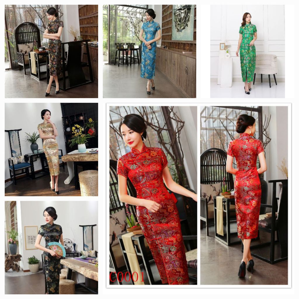 LONG IMLEK QIPAO Dress Panjang Imlek Model Qipao Cheongsam Ukuran Jumbo untuk Wanita ~ QIPAO CHONGSA