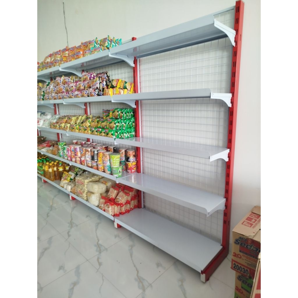 Rak Gondola Minimarket Single / Tepi untuk Toko / Minimarket Termurah