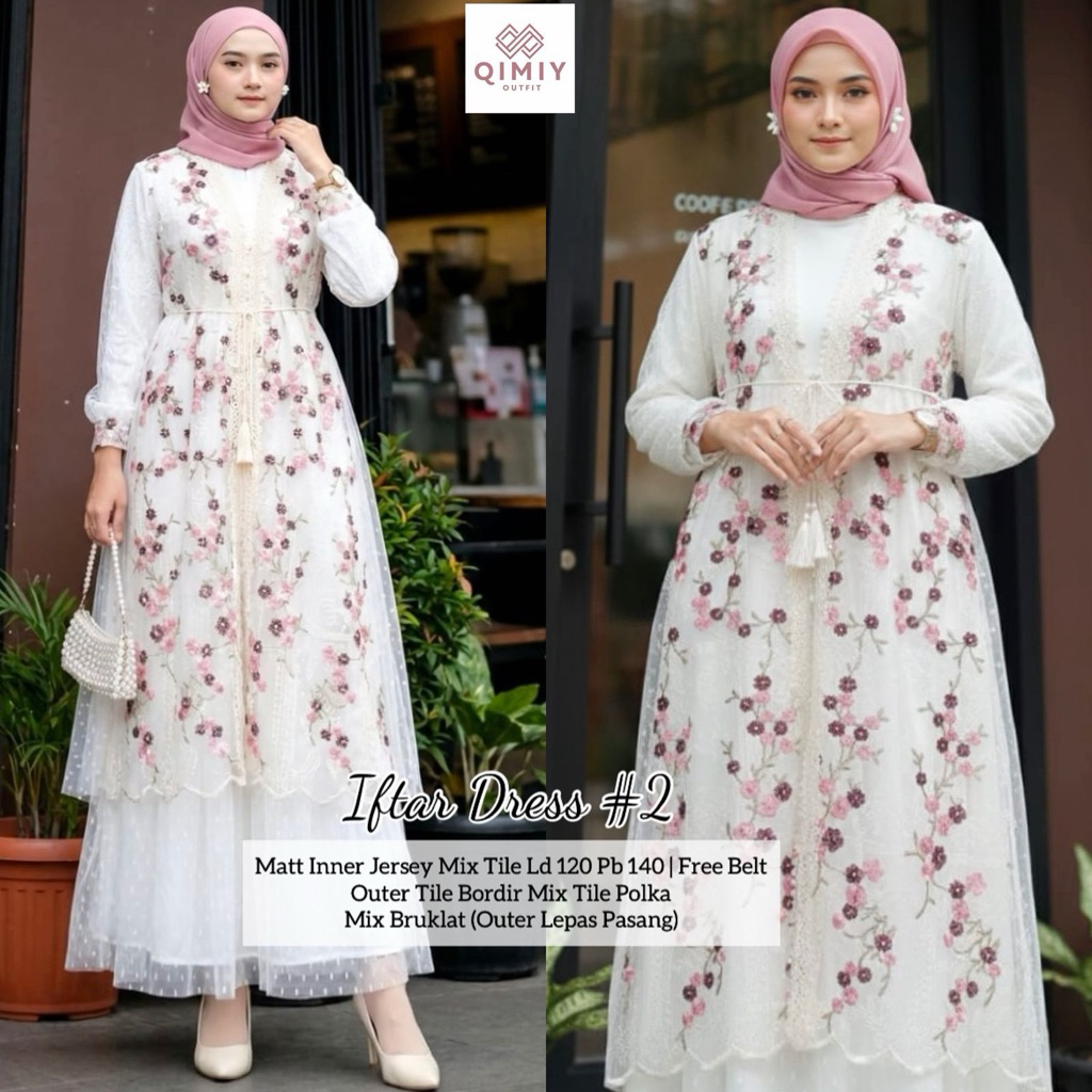 Iftar Dress Gamis Premium Baju Gamis Lebaran Terbaru by Qimiy