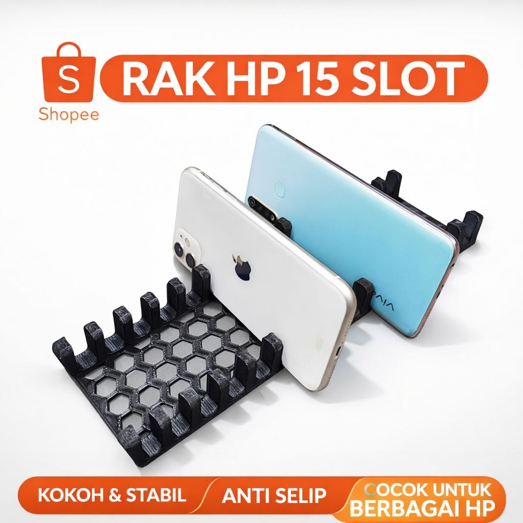 Rak Hp Handphone Organizer Tempat HP Dudukan HP 15 Slot Aksesoris Konter HP