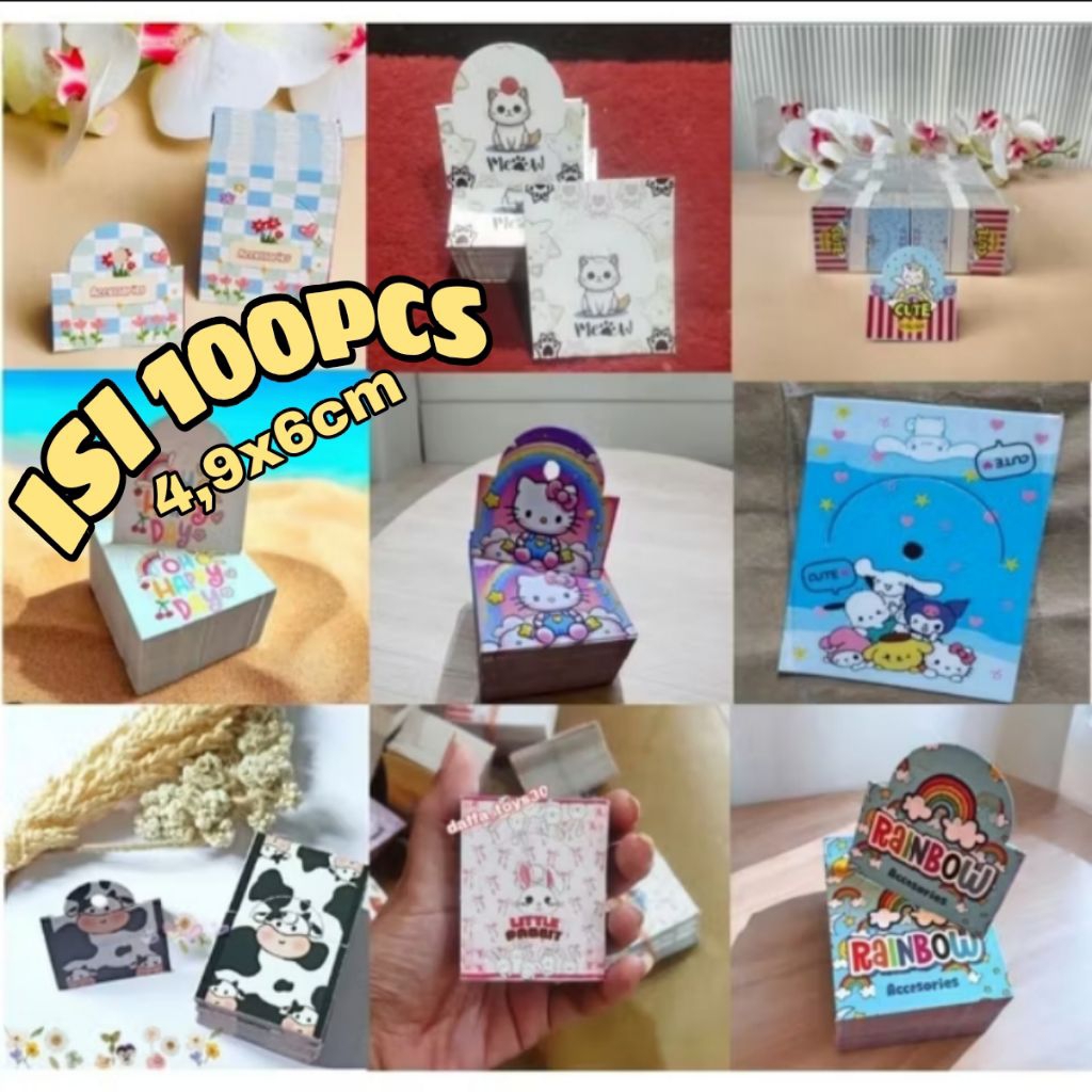 kertas hang tag label aksesoris 100pcs / kertas gantungan souvenir / label gantungan aksesoris